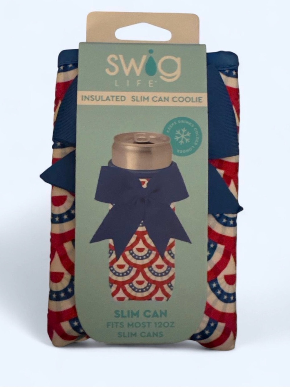 Swig Life Patriotic Red, White & Blue Insulated Slim Can Cooler